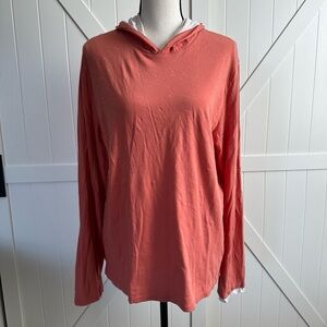 Women's VINCE Coral Hoodie Double Layer Long Sleeve Shirt Size Medium